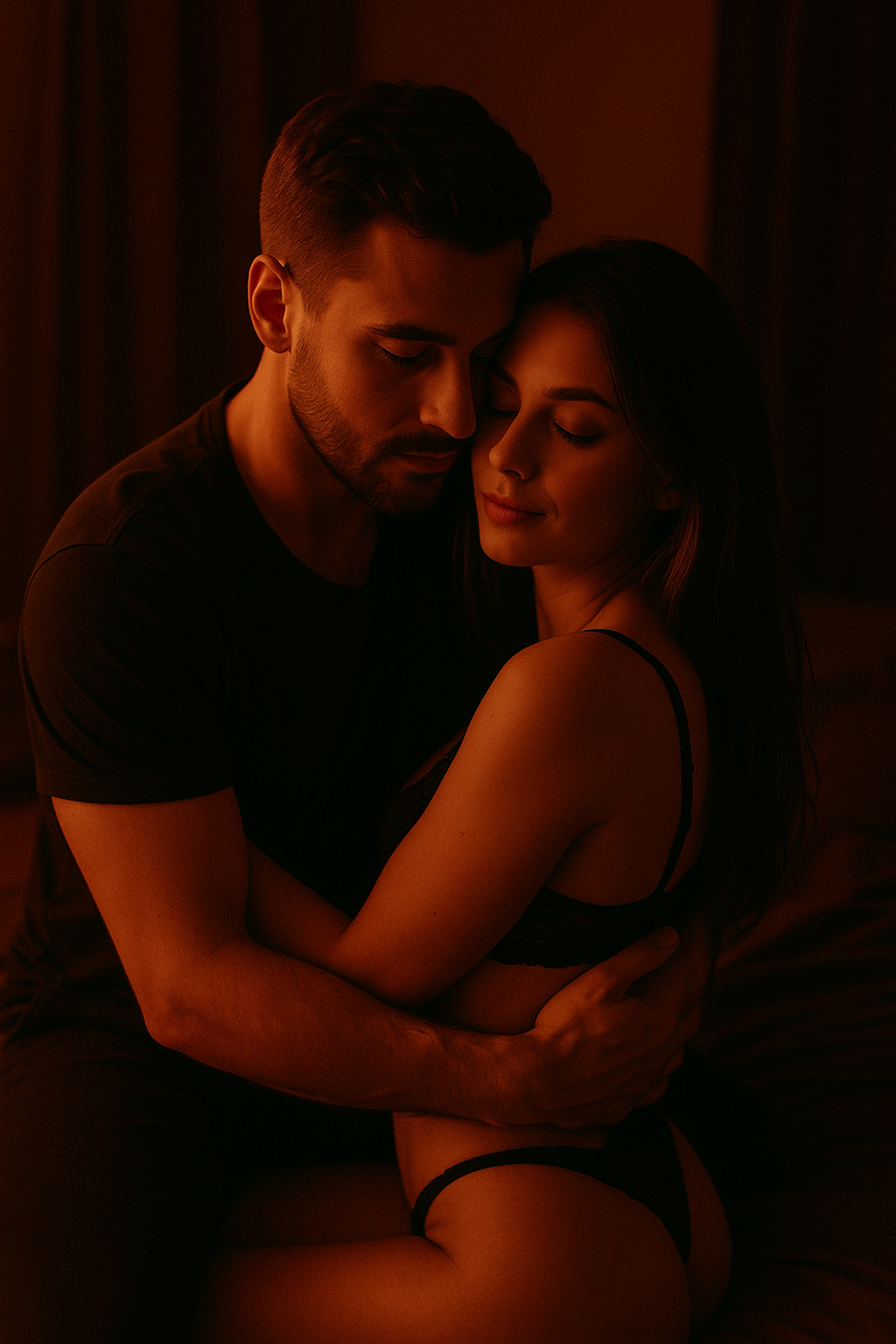 Silueta de una pareja conectada al atardecer